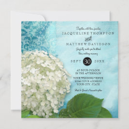 Floral Hydrangea Blue White Classic Elegant Formal Einladung