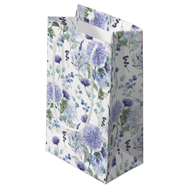 Floral Hydrangea Geschenktasche Kleine Geschenktüte (Vorderseite Schrägansicht)