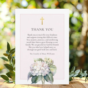Floral Hydrangea Religiöse Beerdigung Danke Karte