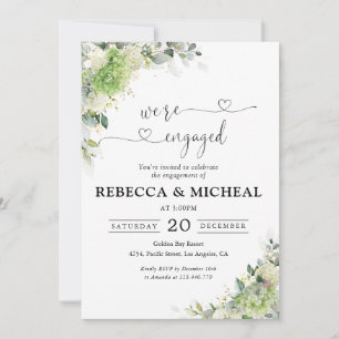 Floral Hydrangeas Verlobungsfeier Einladung