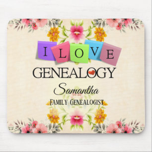 Floral I Liebe Genealogie Mousepad