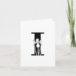 Floral-I-Monogramm auf weißer Notizkarte
