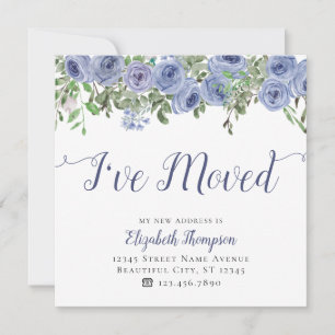 Floral Ich habe neue Adresse Blue Rustic Moving ve Ankündigung