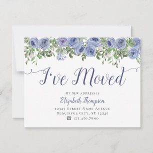 Floral Ich habe neue Zuhause Dusty Blue Moving Ankündigung