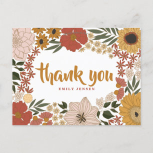 Floral Illustration Vielen Dank Postkarte