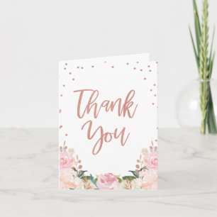 Floral Imitate Rose Gold Brautparty Danke Karte