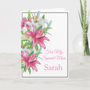 Floral Imprimer Nom personnalisé Carte Anniversair