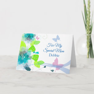 Floral Imprimer Nom personnalisé Carte d'anniversa