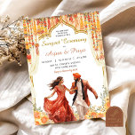Floral Indian Sangeet Wedding Einladung<br><div class="desc">Indisch Groom Haldi Zeremonie Einladung,  Orange Mendhi Zeremonie,  Hindu Pithi Zeremonie,  Blumendholki Maiyan Zeremonie,  Haldi Night Einladung,  Sangeet Einladung,  Indian Rokka Hochzeit Einladung</div>