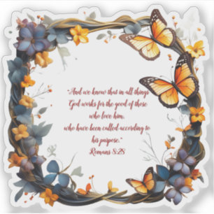 Floral individualisierbare Bibe Verse Custom Cut V Aufkleber