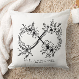 Floral Infinity Sign Personnalisable Noms Coussin