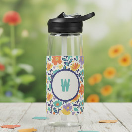 Floral Initial Water Bottle Trinkflasche