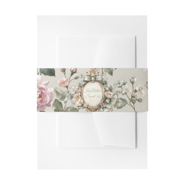 Floral Invitation Belly Band Wrap (Vorderseite Beispiel)