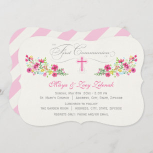 Floral  Invitations de la première communion