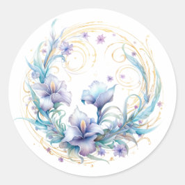 Floral Iris Runder Aufkleber