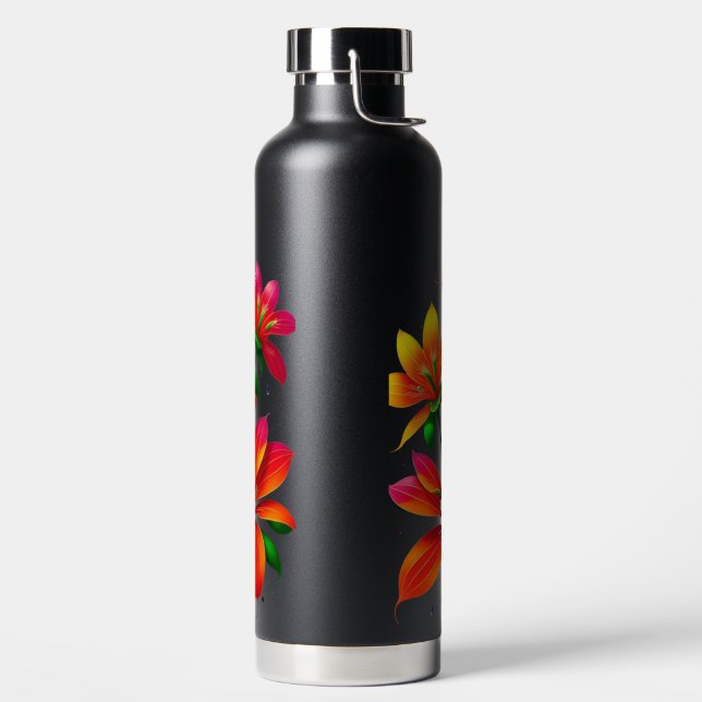 Floral isolierte Wasserflasche - Lebhaftes Design Trinkflasche (links)