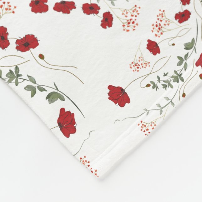 Floral Italian elegance in red wildflowers Fleecedecke (Ecke)
