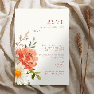 Floral Ivory Wedding RSVP Response Card Karte