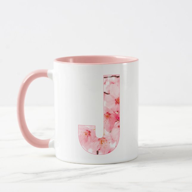 Floral J Initial Mug | Personalized Name & Traits (Gauche)