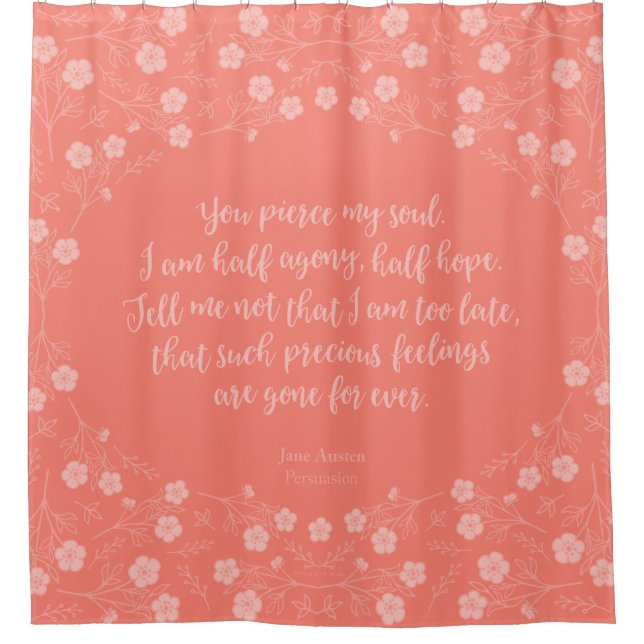 Floral Jane Austen Überzeugungsschreiben Liebe Zit Duschvorhang (Vorderseite)