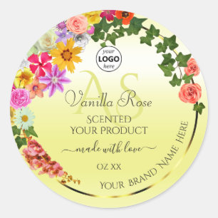 Floral Jaune Produit Étiquettes Monogramme Logo