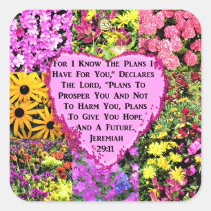 FLORAL JEREMIAH 29:11 FOTO DESIGN QUADRATISCHER AUFKLEBER