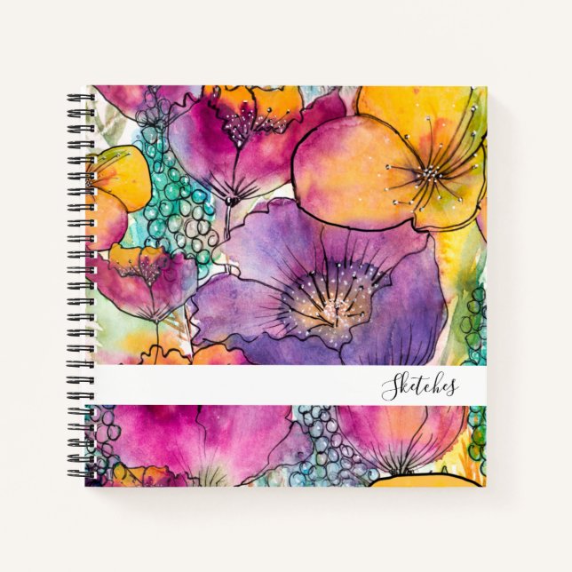 Floral Joy Spiral Sketchbook/Journal Notizbuch (Vorderseite)
