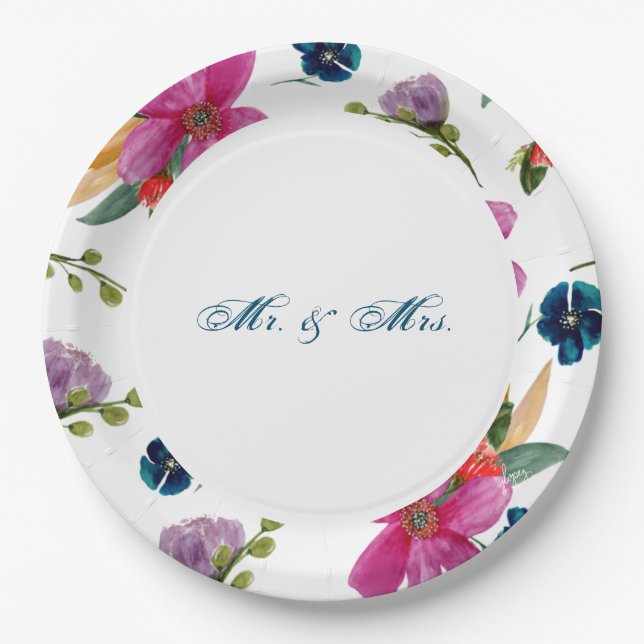 Floral Joyeaux Personalisiert Occasion Teller (Vorderseite)