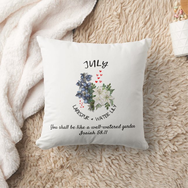 Floral JULI Geburtsmonat Blume Custom Christlich Kissen (Decke)