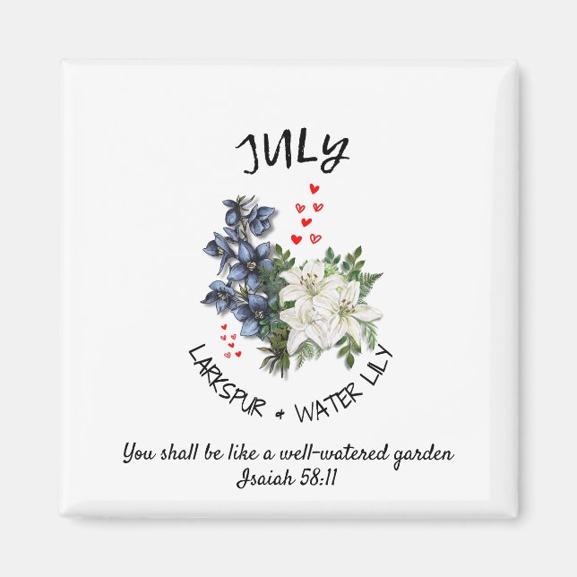 Floral JULI Geburtsmonat Blume Custom Christlich Magnet (Vorne)