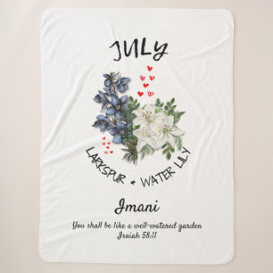 Floral JULI Geburtsmonat Blume Custom Christlich Sherpadecke