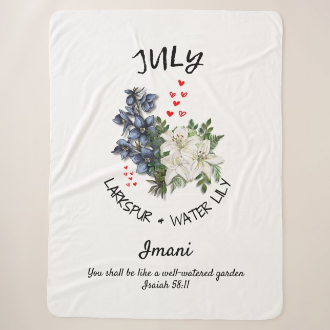 Floral JULI Geburtsmonat Blume Custom Christlich Sherpadecke (Vorderseite)
