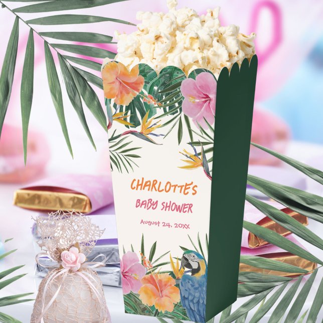Floral Jungle Parrot Aquarell Babydusche Geschenkschachtel (Floral Jungle Parrot Watercolor Baby Shower Favor Boxes ©Susanne Sachers - Sunny Mind 🌞)
