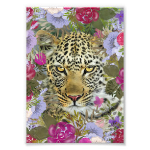 Floral Jungle Safari Leopard Malerei Fotodruck