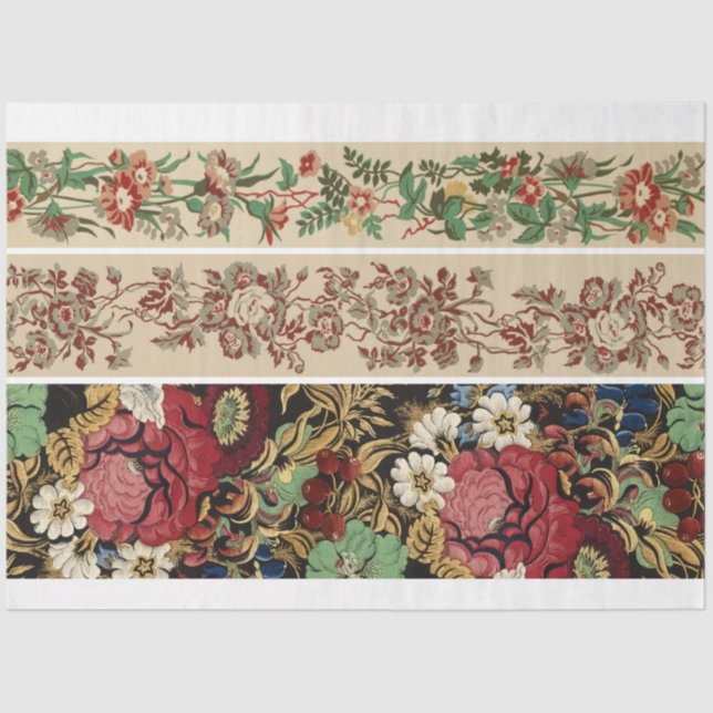 Floral Junk Journal Hintergrund Expanders Seidenpapier (Vorderseite)