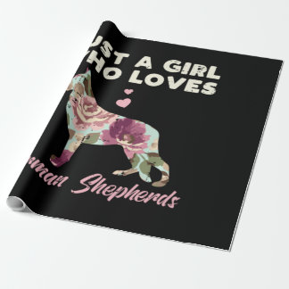 Floral Just A Girl Who Loves German Shepherd Geschenkpapier