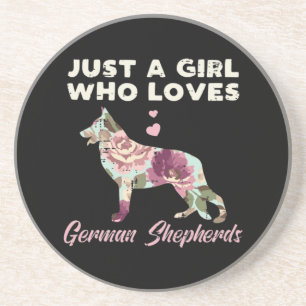 Floral Just A Girl Who Loves German Shepherd Getränkeuntersetzer