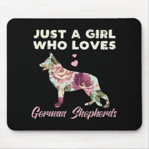 Floral Just A Girl Who Loves German Shepherd Mousepad