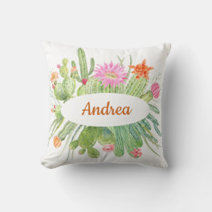 Floral Kaktus Südwest-Monogramm-Kissen Kissen