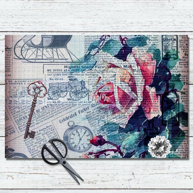 Floral Key Ephemera Decoupage Seidenpapier (Von Creator hochgeladen)