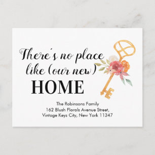 Floral Keys New Zuhause Address Moving Ankündigung Postkarte
