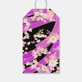 Floral Kimono Muster Violett Pink Geschenkanhänger