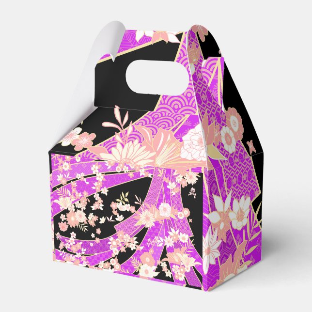 Floral Kimono Muster Violett Pink Geschenkschachtel (Vorderseite)