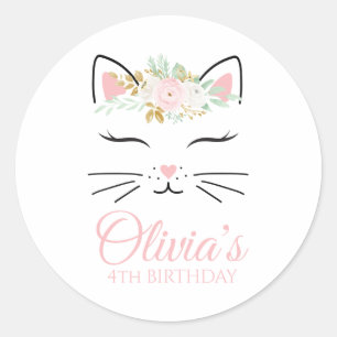 Floral Kitten Anniversaire Stickers kitch visage