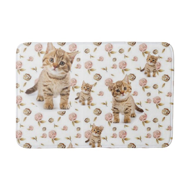 Floral Kitten Badezimmer Badewanne Matte (Vorderseite)