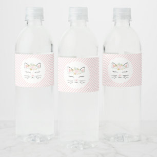 Floral Kitten Geburtstagsparty Wasserflaschen Labe