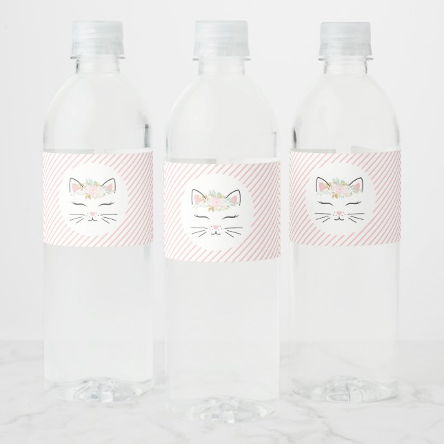 Floral Kitten Geburtstagsparty Wasserflaschen Labe (Flaschen)