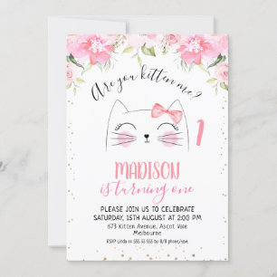 Floral Kitten Gesicht sind Ihr Kätzchen mir Geburt Einladung