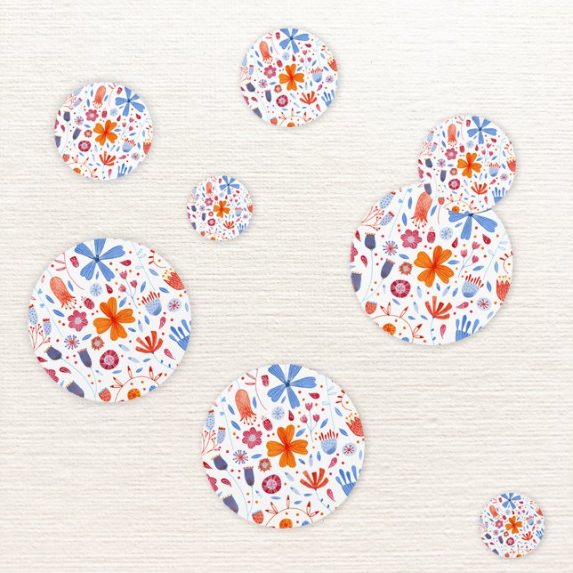 Floral Konfetti (Floral watercolor modern confetti in blue, orange and white)