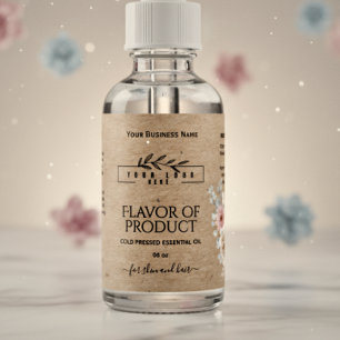 Floral krafat & Logo Essenzielle Öl Flasche Etiket